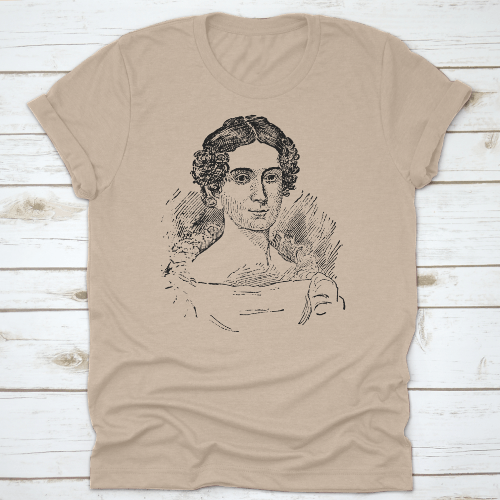 Vintage illustration of Letitia Christian Tyler on a comfortable cotton T-shirt, showcasing a unique hand-drawn design.