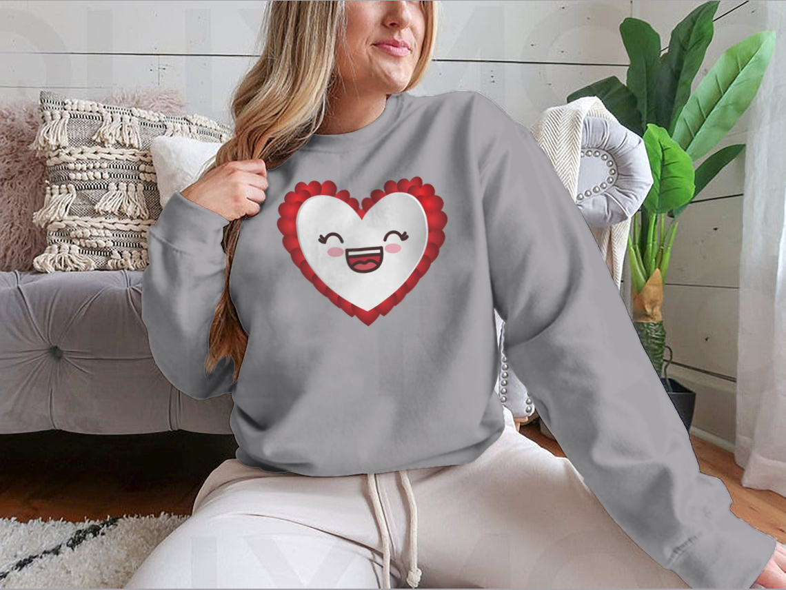 A stylish Love Heart Icon Image Valentines Day Shirt featuring a heart design, made from soft cotton fabric, perfect for romantic occasions.