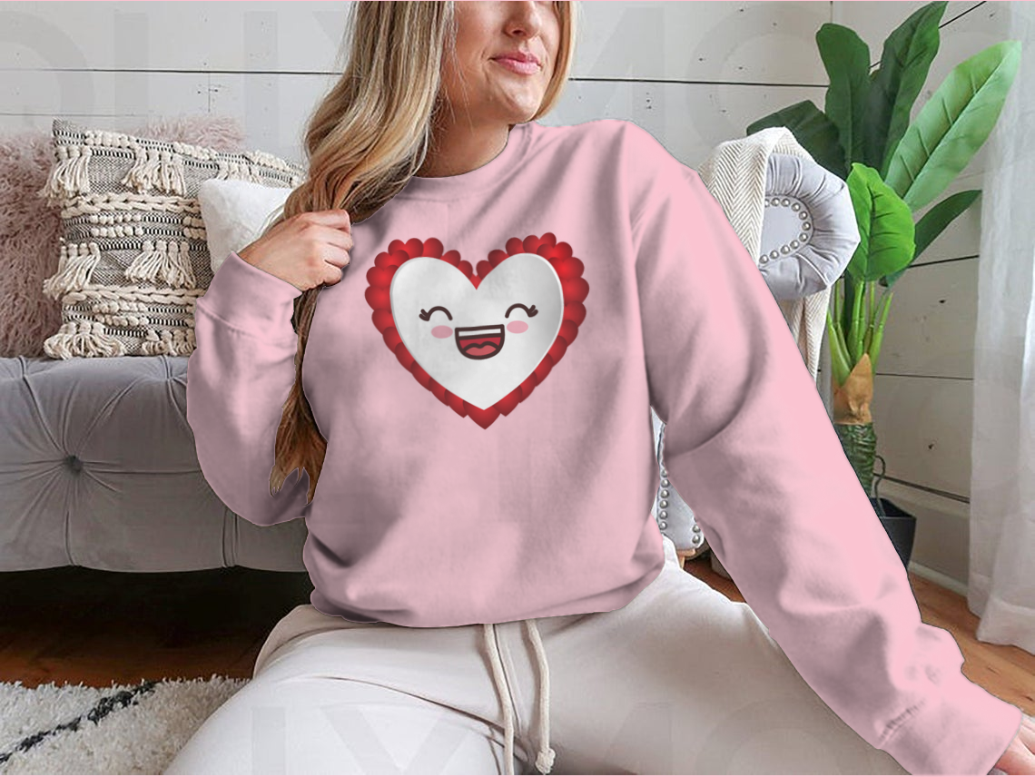 A stylish Love Heart Icon Image Valentines Day Shirt featuring a heart design, made from soft cotton fabric, perfect for romantic occasions.