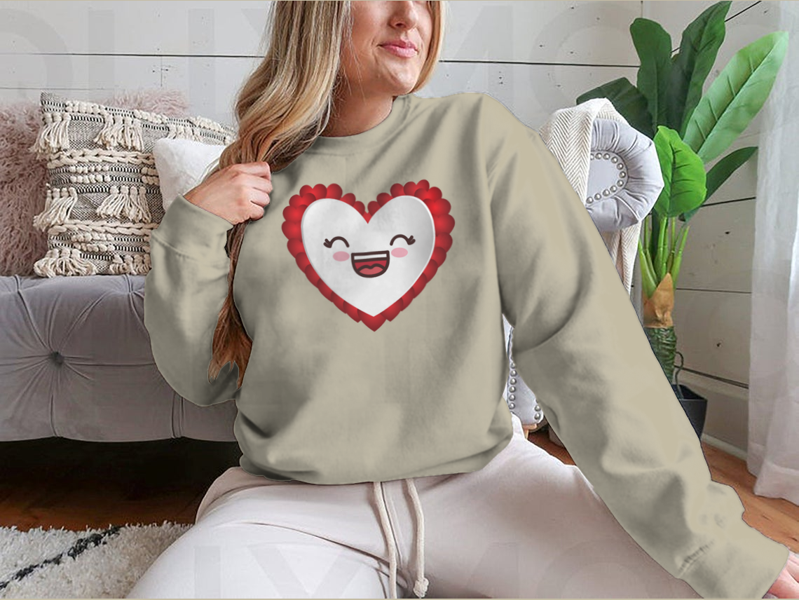 A stylish Love Heart Icon Image Valentines Day Shirt featuring a heart design, made from soft cotton fabric, perfect for romantic occasions.
