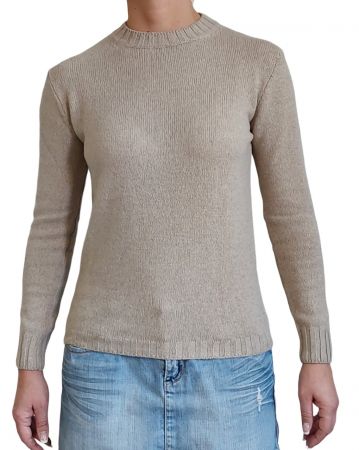 Maglia donna girocollo in cashmere rigenerato, morbida e calda, ideale per l'inverno, con un design elegante e versatile.