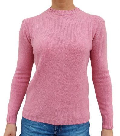 Maglia donna girocollo in cashmere rigenerato, morbida e calda, ideale per l'inverno, con un design elegante e versatile.