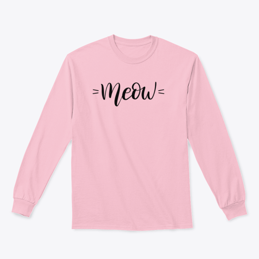 A stylish t-shirt featuring a cute cat-themed print with the word 'Meow' in vector lettering, perfect for cat lovers.