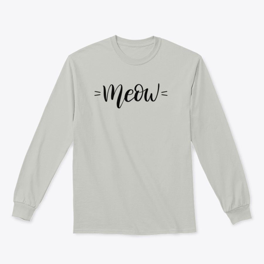 A stylish t-shirt featuring a cute cat-themed print with the word 'Meow' in vector lettering, perfect for cat lovers.