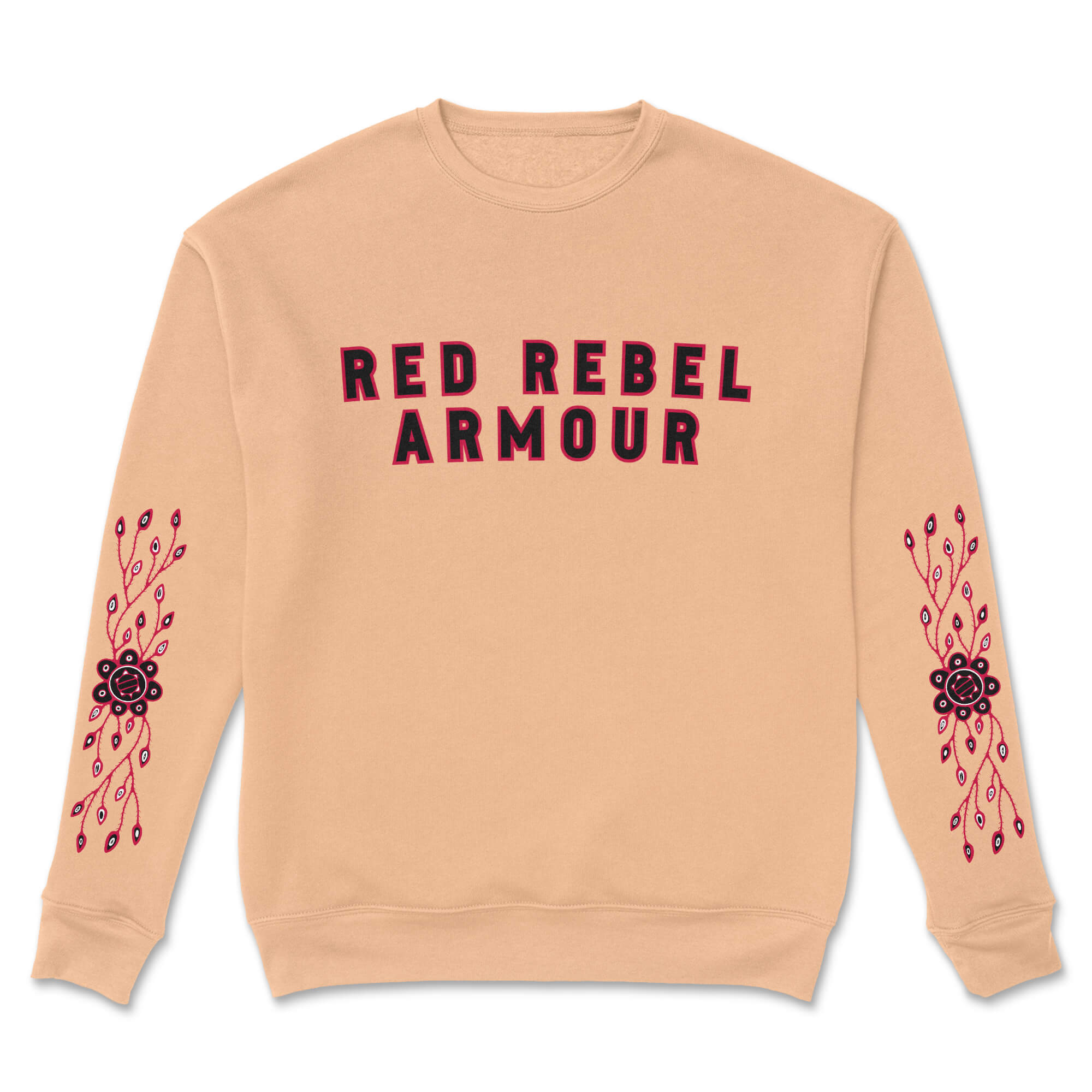 Mikanaak Floral Crewneck featuring a woodland floral design by Anishinaabe artist Mishiikenhkwe, showcasing a turtle symbolizing truth.