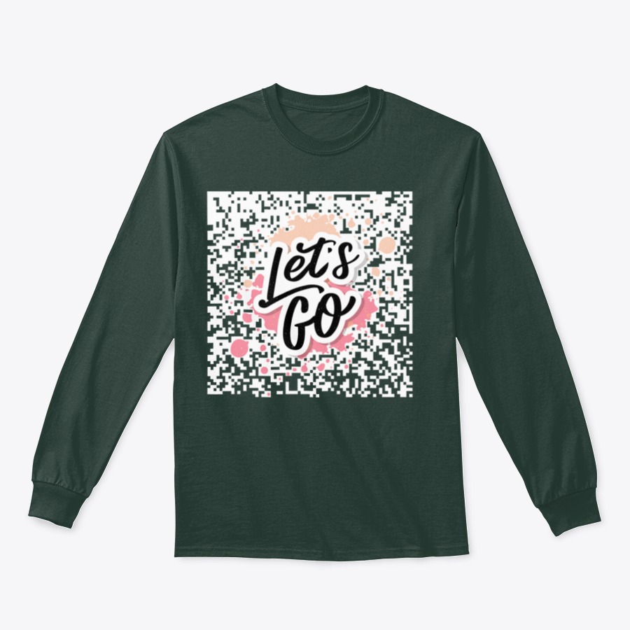 A stylish t-shirt featuring the motivational phrase 'Let's Go' in modern calligraphy ink painting, showcasing a blend of artistic design and comfort.