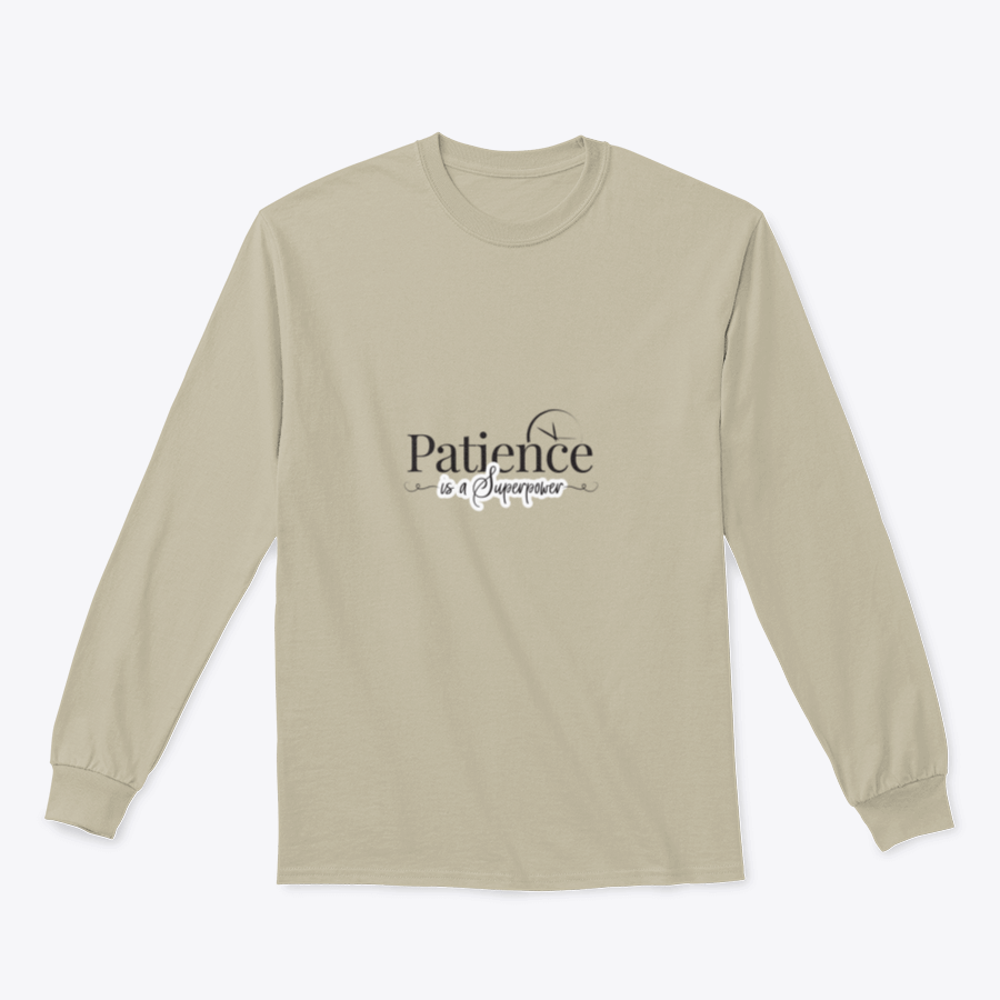 A motivational t-shirt featuring the phrase 'Patience Is Superpower' in a stylish vector design, made from soft cotton fabric.