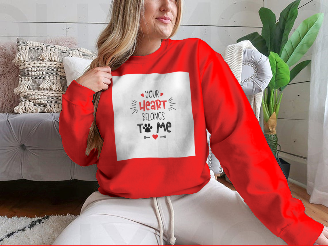 A stylish Pets Valentine's Day Typography shirt featuring dog-themed lettering about love, made from high-quality cotton.