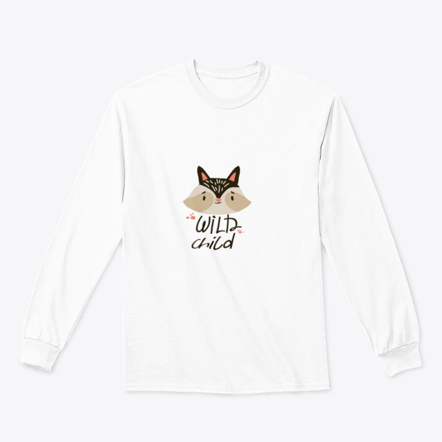 A detailed vector illustration of a raccoon head with the inscription 'Wild Child', showcasing a playful and adventurous design.