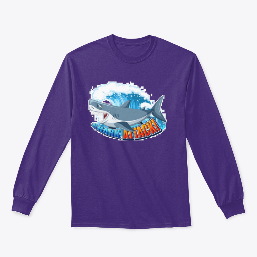 A vibrant Shark Attack Font Logo featuring a cartoon aggressive shark, designed for bold branding and eye-catching appeal.