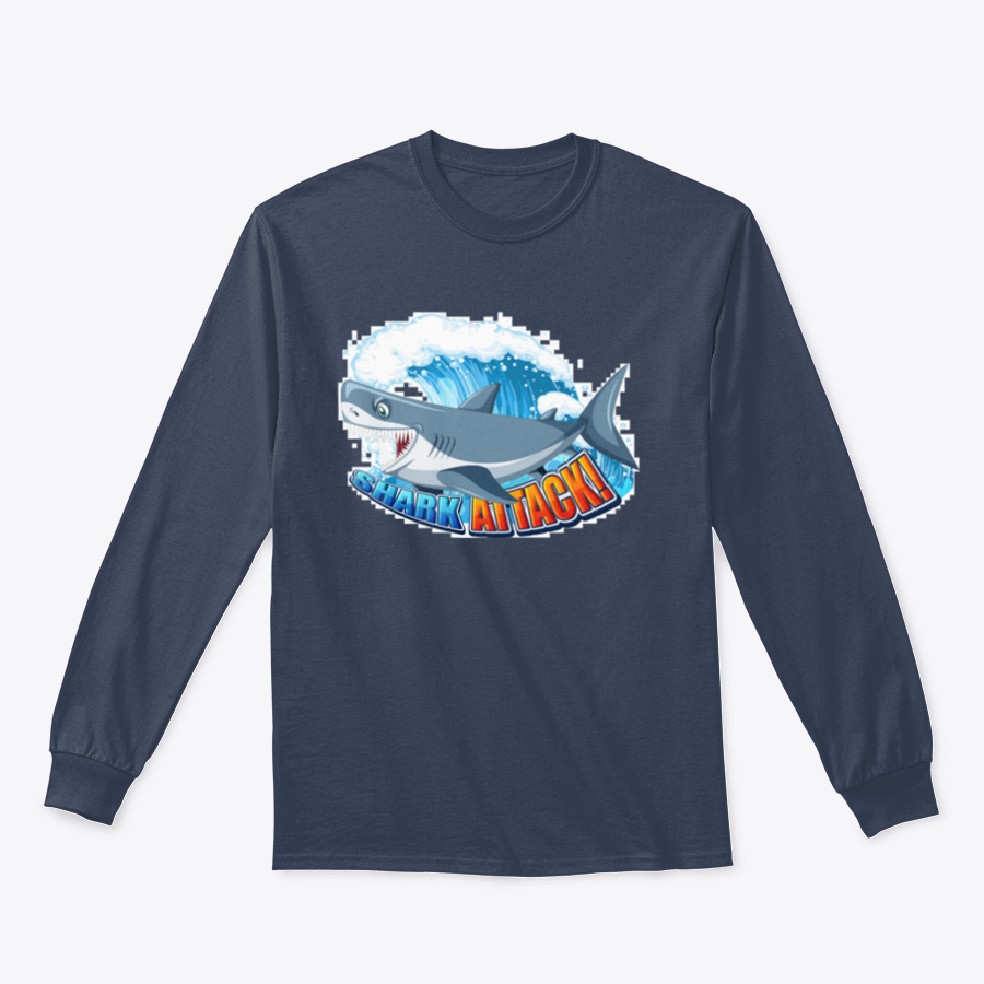 A vibrant Shark Attack Font Logo featuring a cartoon aggressive shark, designed for bold branding and eye-catching appeal.