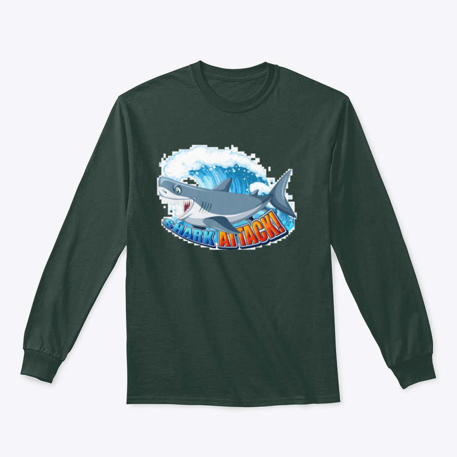 A vibrant Shark Attack Font Logo featuring a cartoon aggressive shark, designed for bold branding and eye-catching appeal.