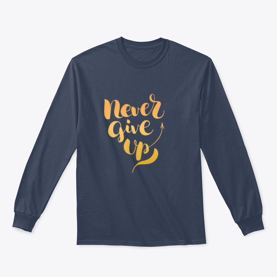 Isolated vector illustration featuring shiny golden lettering that says 'Never Give Up', designed for motivational purposes.