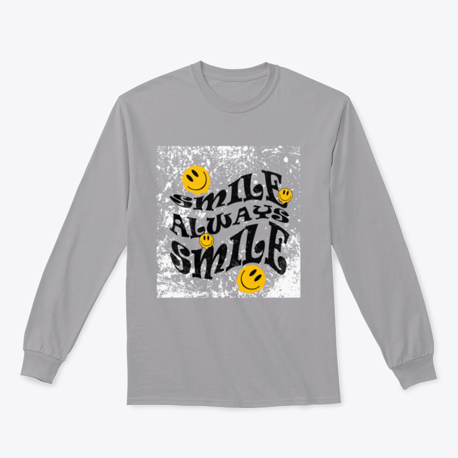 Smile Always Slogan T-Shirt featuring graphic vector print lettering, made from 100% cotton for comfort.