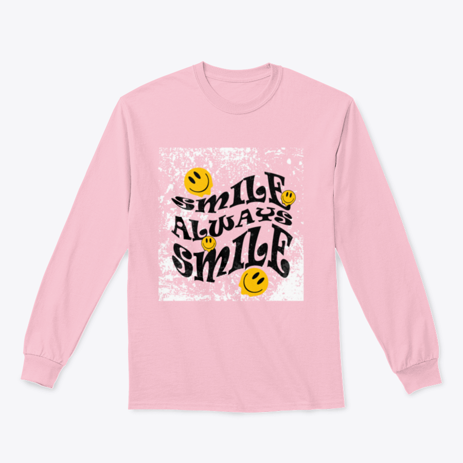 Smile Always Slogan T-Shirt featuring graphic vector print lettering, made from 100% cotton for comfort.