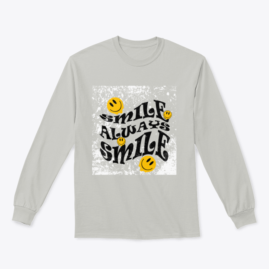Smile Always Slogan T-Shirt featuring graphic vector print lettering, made from 100% cotton for comfort.