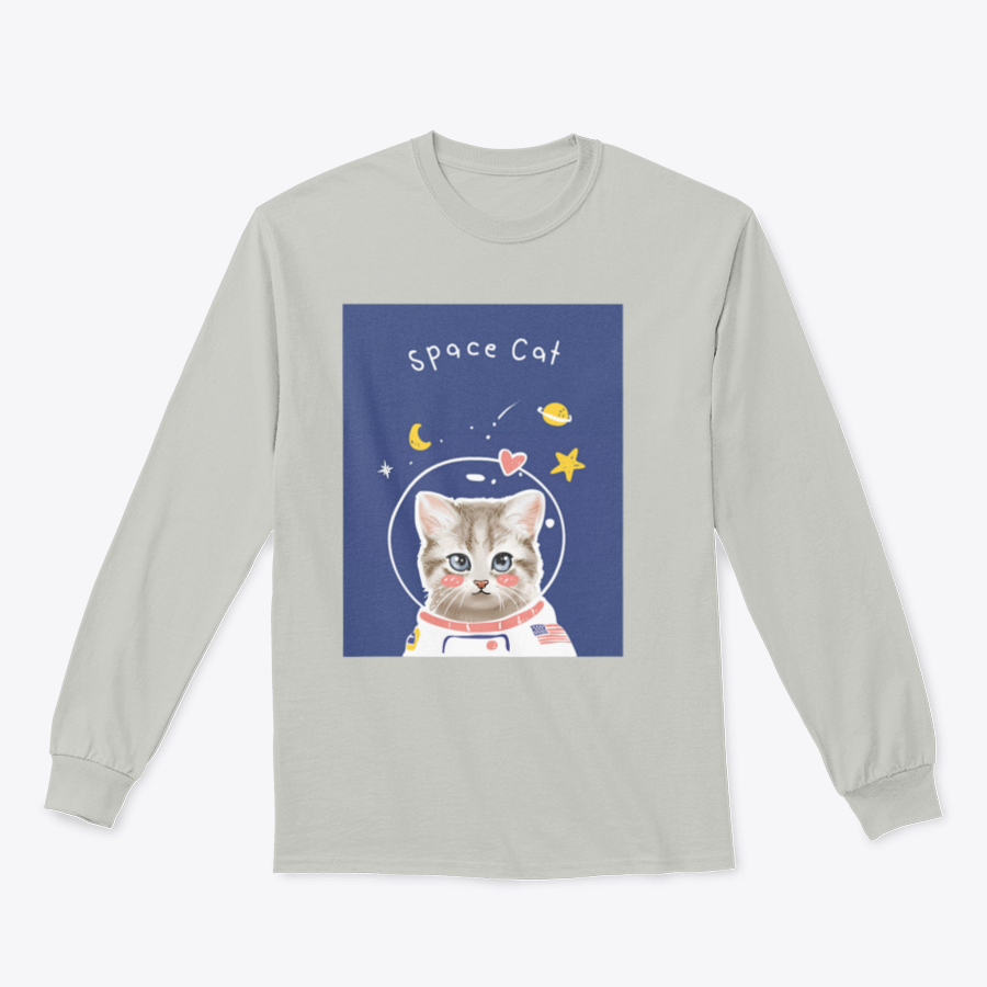 A cute kitten in a cartoon astronaut suit, showcasing the Space Cat Slogan T-shirt design.