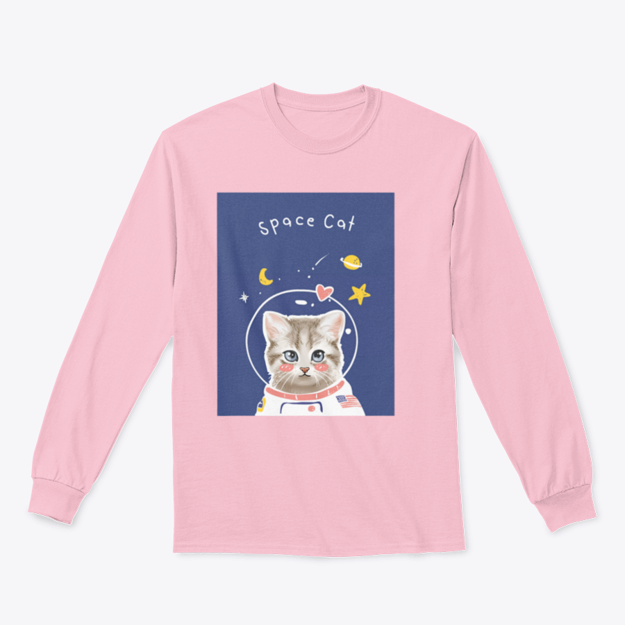 A cute kitten in a cartoon astronaut suit, showcasing the Space Cat Slogan T-shirt design.