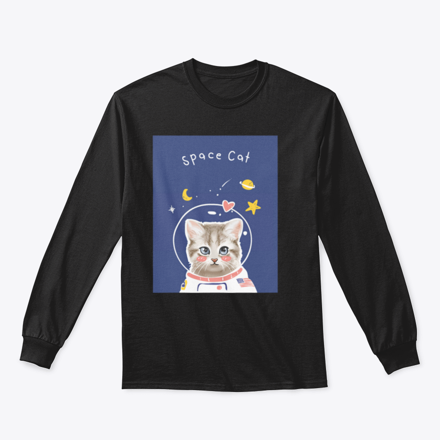 A cute kitten in a cartoon astronaut suit, showcasing the Space Cat Slogan T-shirt design.