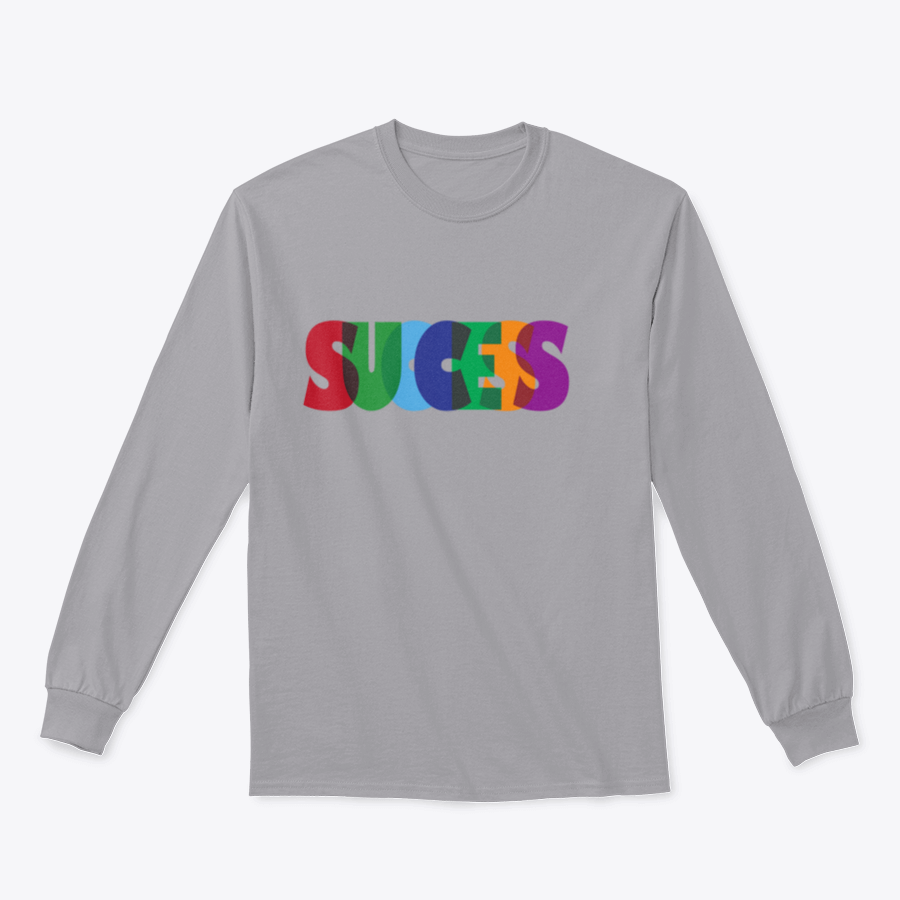 A vibrant t-shirt featuring the word 'Success' in colorful typography, showcasing a stylish design perfect for casual wear.