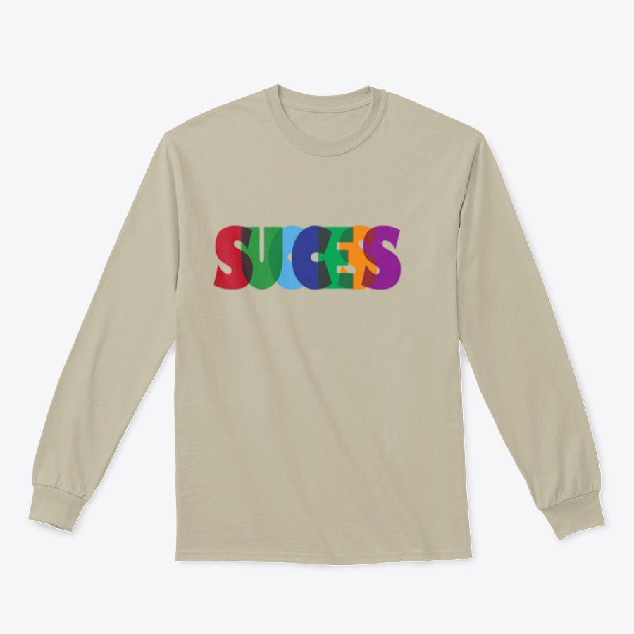 A vibrant t-shirt featuring the word 'Success' in colorful typography, showcasing a stylish design perfect for casual wear.