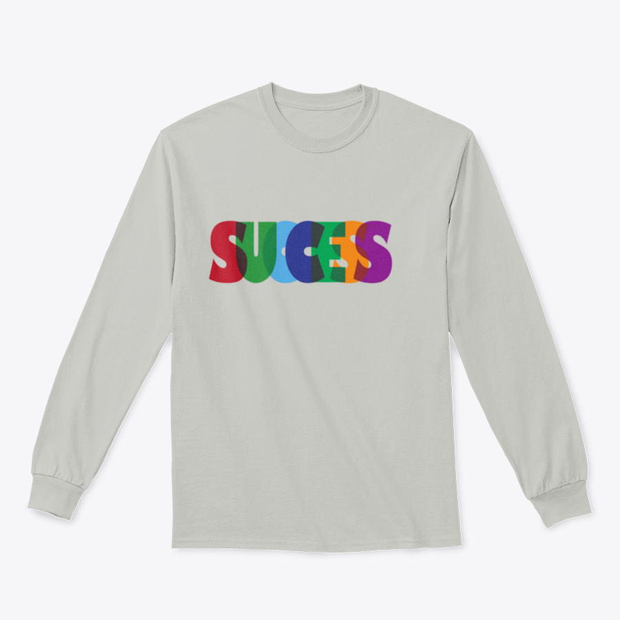 A vibrant t-shirt featuring the word 'Success' in colorful typography, showcasing a stylish design perfect for casual wear.