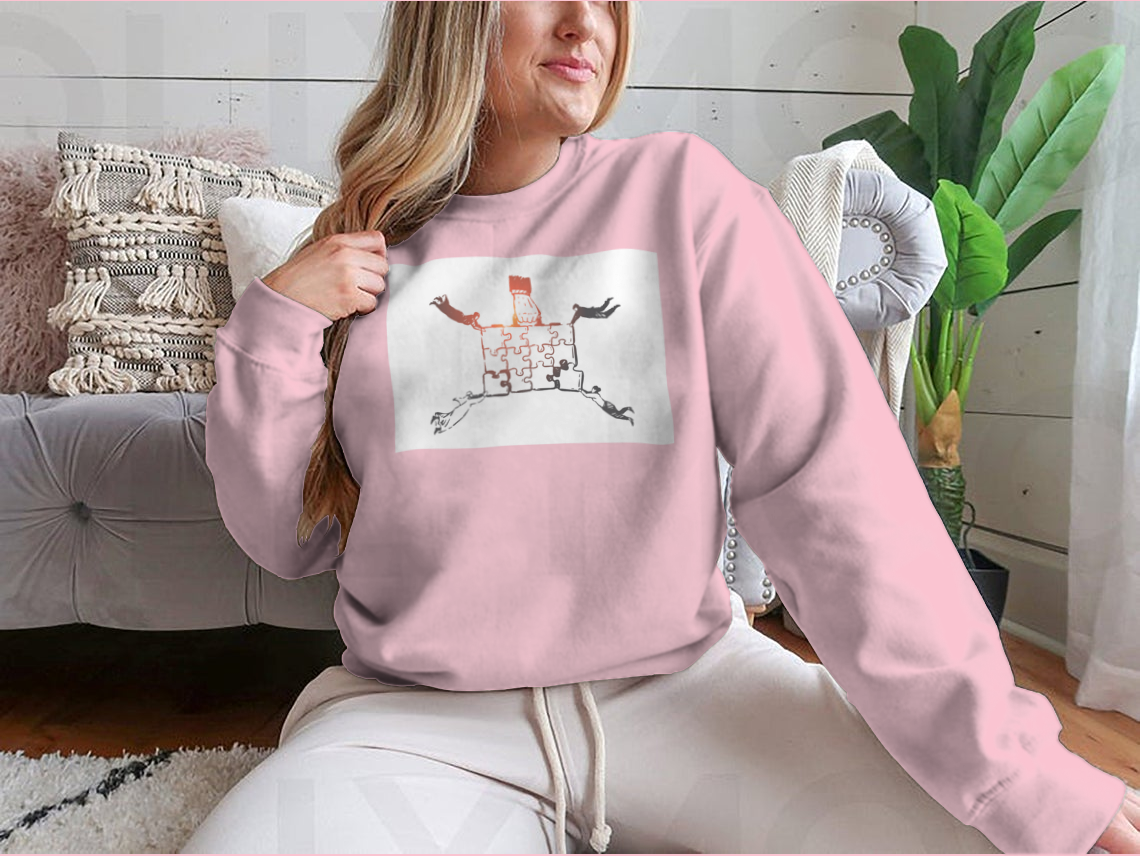 A motivational sweatshirt featuring teamwork and success design, made from a comfortable cotton-polyester blend.