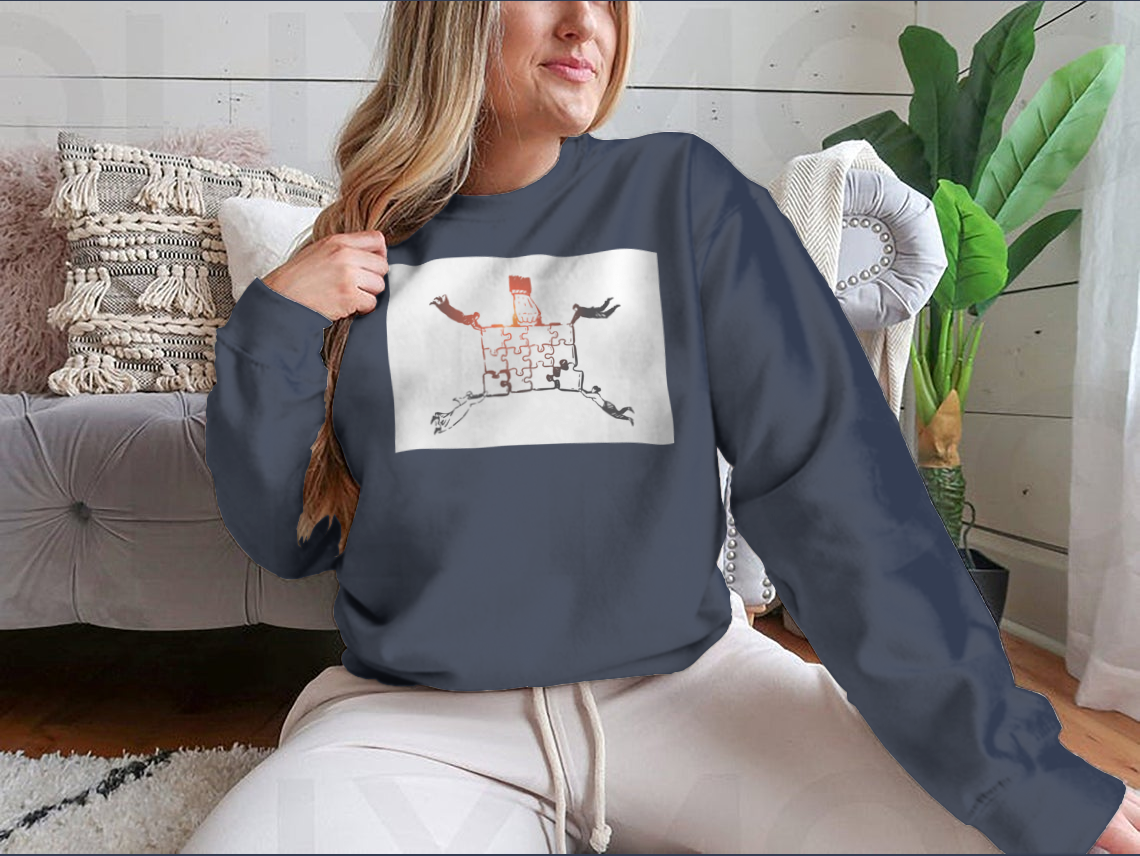 A motivational sweatshirt featuring teamwork and success design, made from a comfortable cotton-polyester blend.