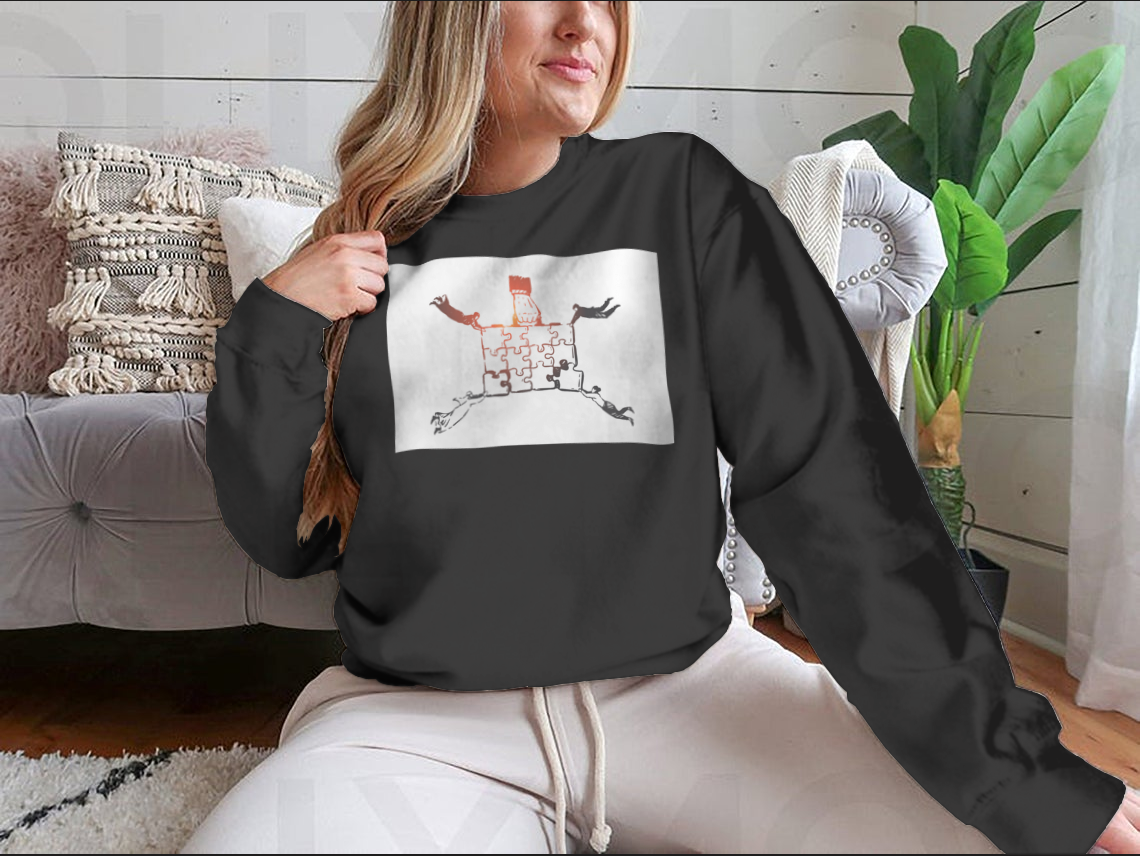 A motivational sweatshirt featuring teamwork and success design, made from a comfortable cotton-polyester blend.