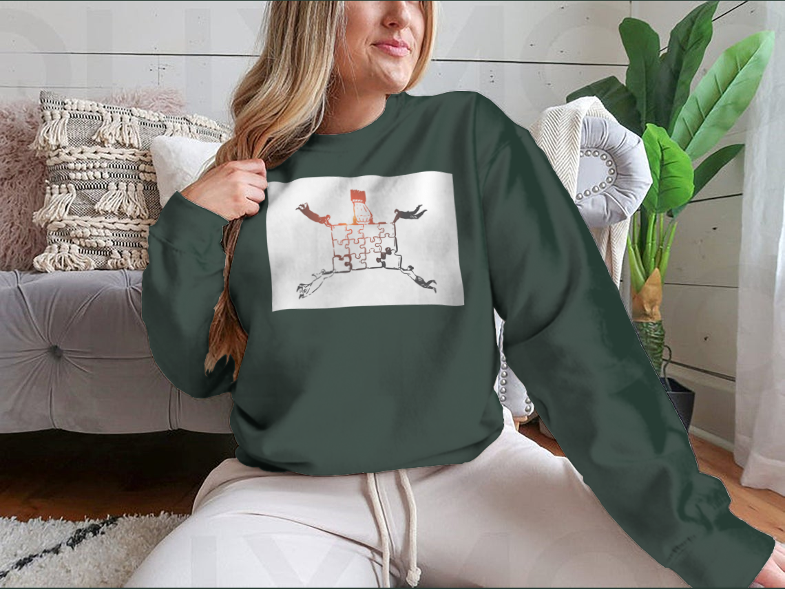 A motivational sweatshirt featuring teamwork and success design, made from a comfortable cotton-polyester blend.