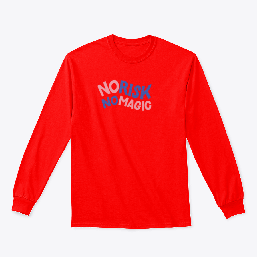 A stylish T-shirt featuring the inscription 'No Risk No Magic', made from 100% cotton with a classic fit and midweight fabric.