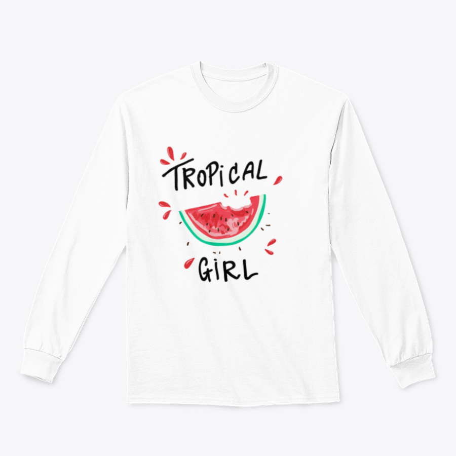 A stylish Tropical Girl Watermelon T-Shirt featuring a vibrant graphic design, made from soft cotton fabric.
