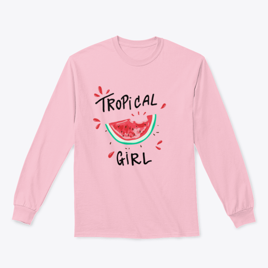 A stylish Tropical Girl Watermelon T-Shirt featuring a vibrant graphic design, made from soft cotton fabric.