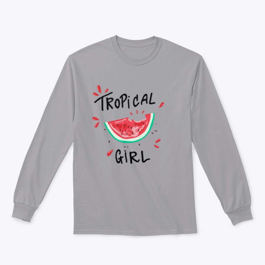 A stylish Tropical Girl Watermelon T-Shirt featuring a vibrant graphic design, made from soft cotton fabric.