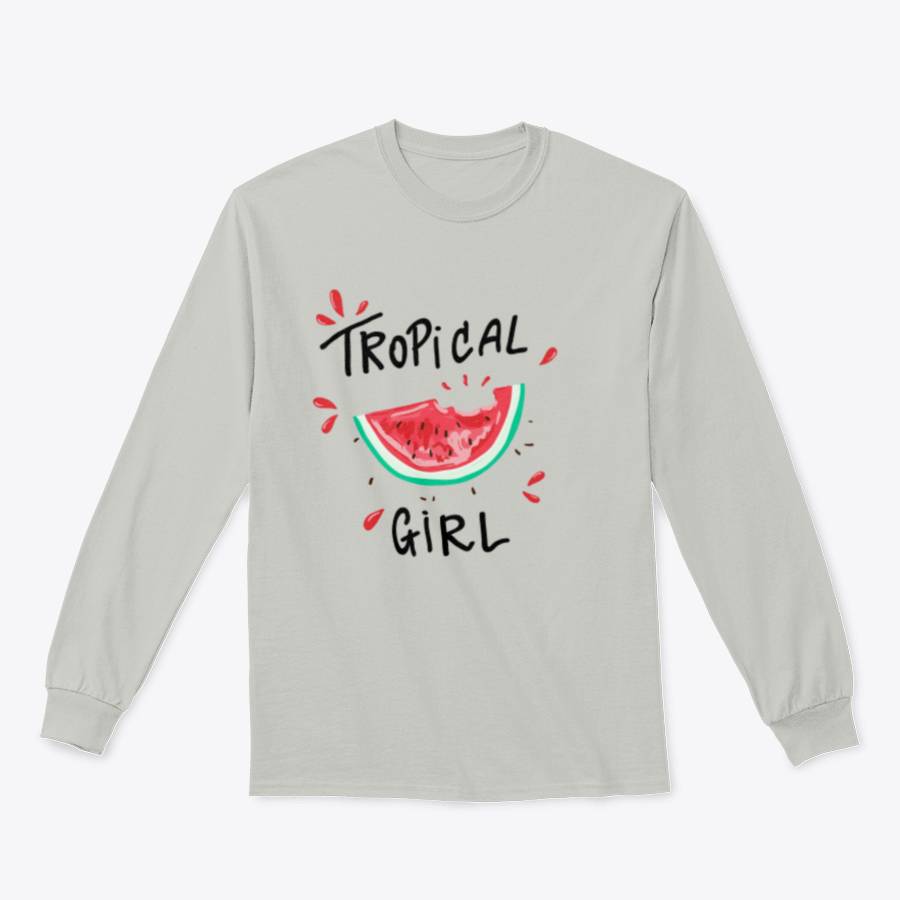 A stylish Tropical Girl Watermelon T-Shirt featuring a vibrant graphic design, made from soft cotton fabric.