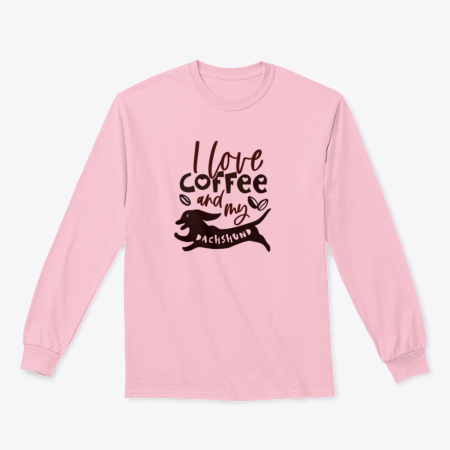 Typographic poster featuring a funny quote about coffee and dachshunds, colorful design with playful typography.