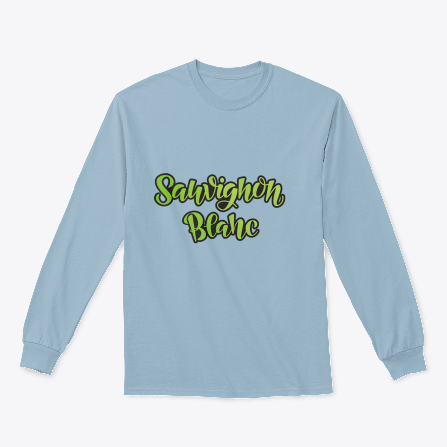 Vector hand lettering design of Sauvignon Blanc on a stylish cotton t-shirt, showcasing the grape variety in an elegant font.