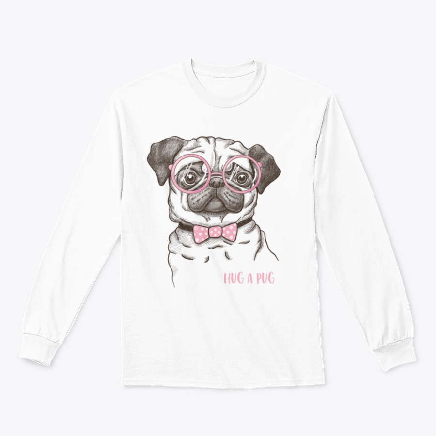 A stylish t-shirt featuring a hand-drawn funny pug illustration, showcasing its fashionable design and comfortable fit.