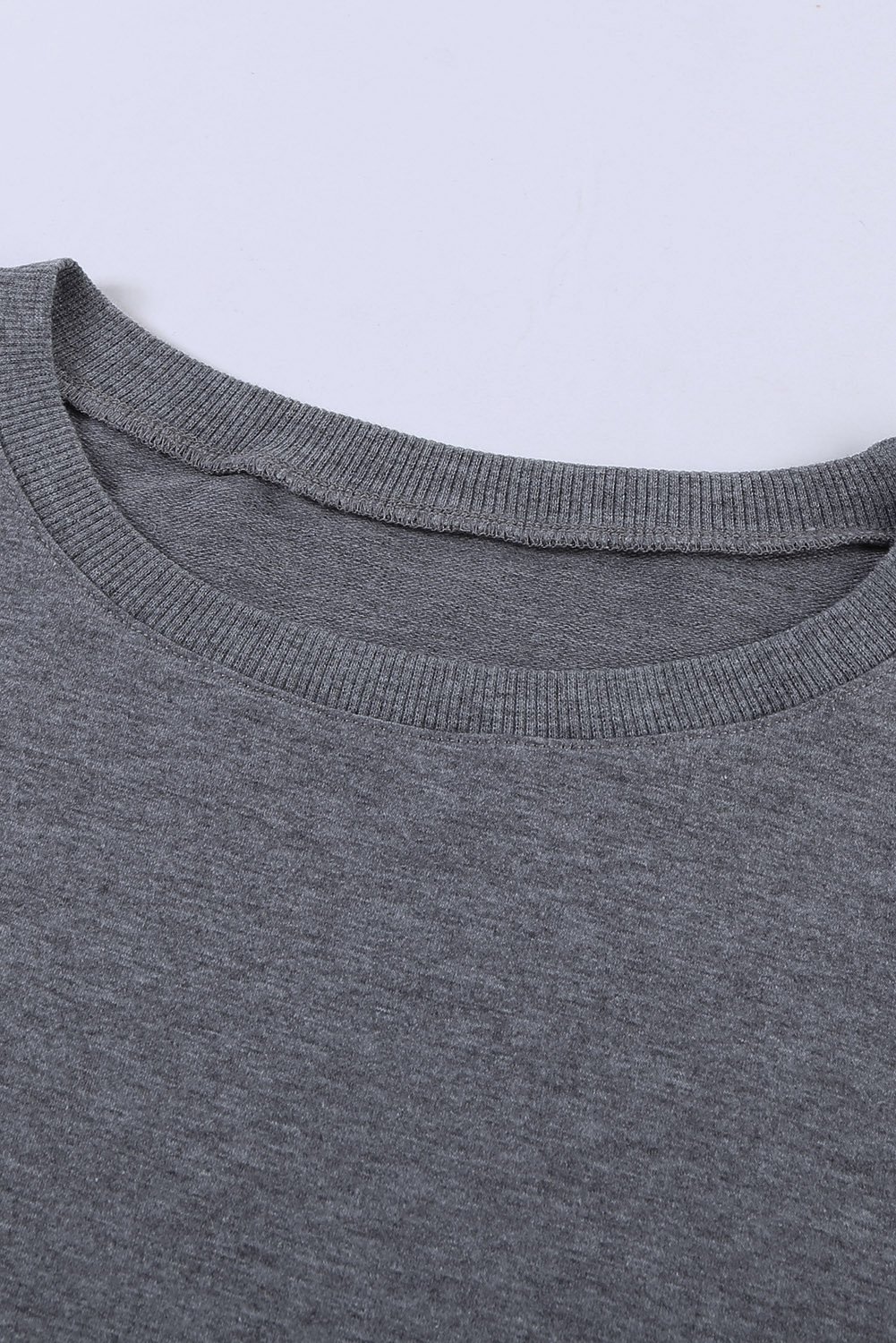 Gray Wash Fleece Pullover Sweatshirt with long sleeves and o-neck design, perfect for casual wear.
