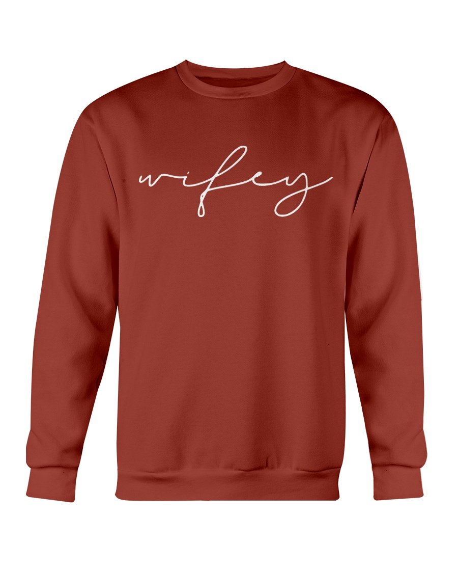 A cozy Wifey Sweatshirt in a classic fit, showcasing its soft fabric and stylish design, perfect for casual wear.