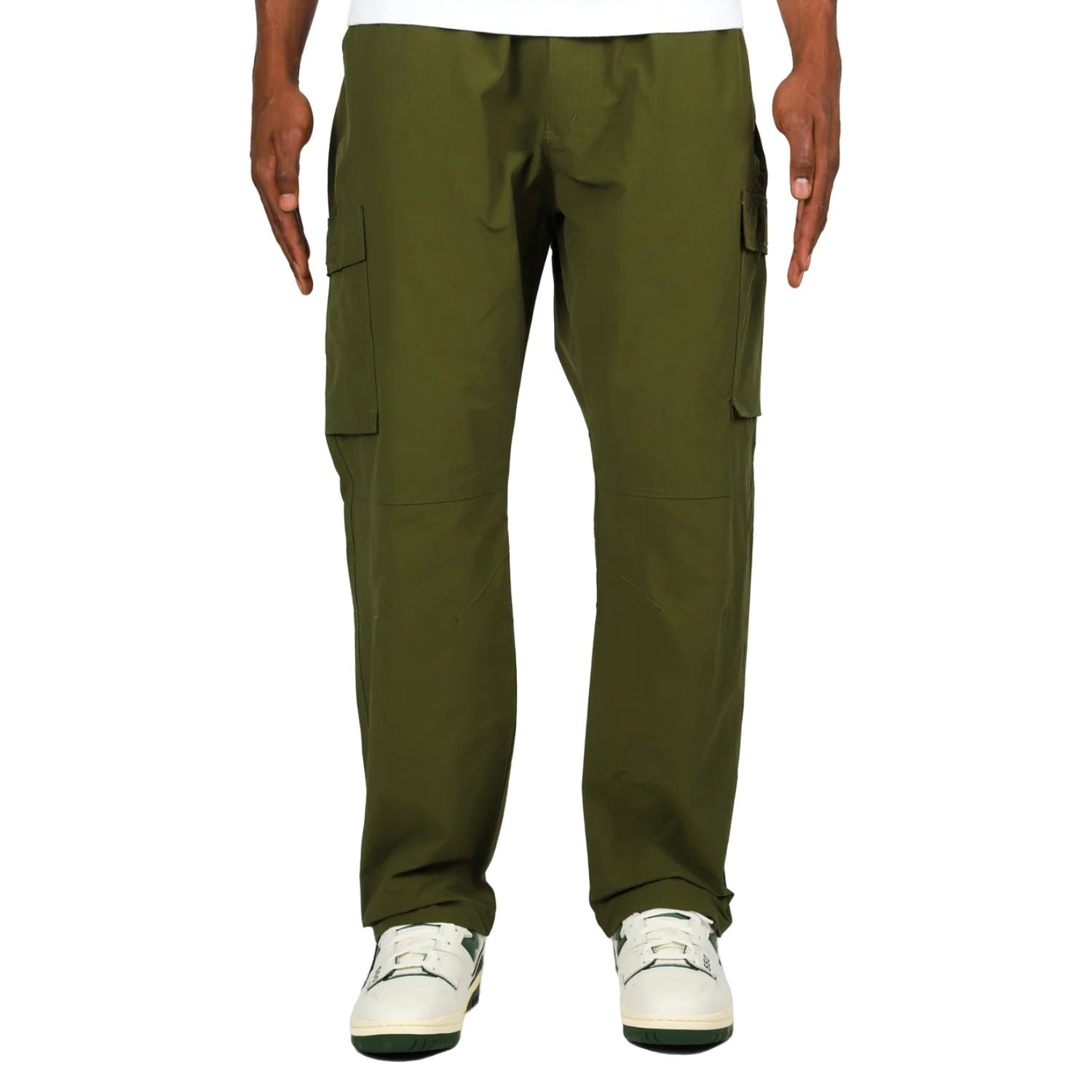 A pair of Windbreaker Nylon Cargo Pants featuring lightweight, stretchy fabric with deep front and side cargo pockets.