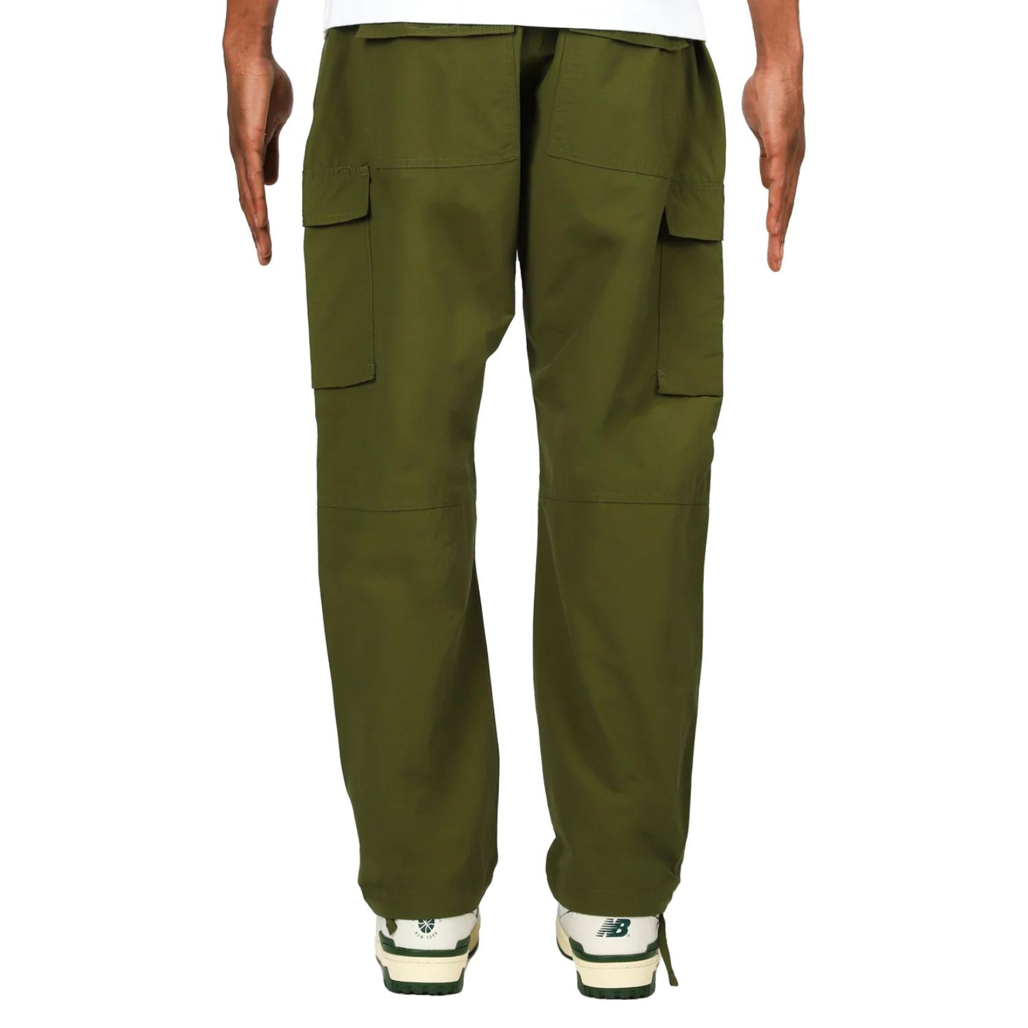 A pair of Windbreaker Nylon Cargo Pants featuring lightweight, stretchy fabric with deep front and side cargo pockets.
