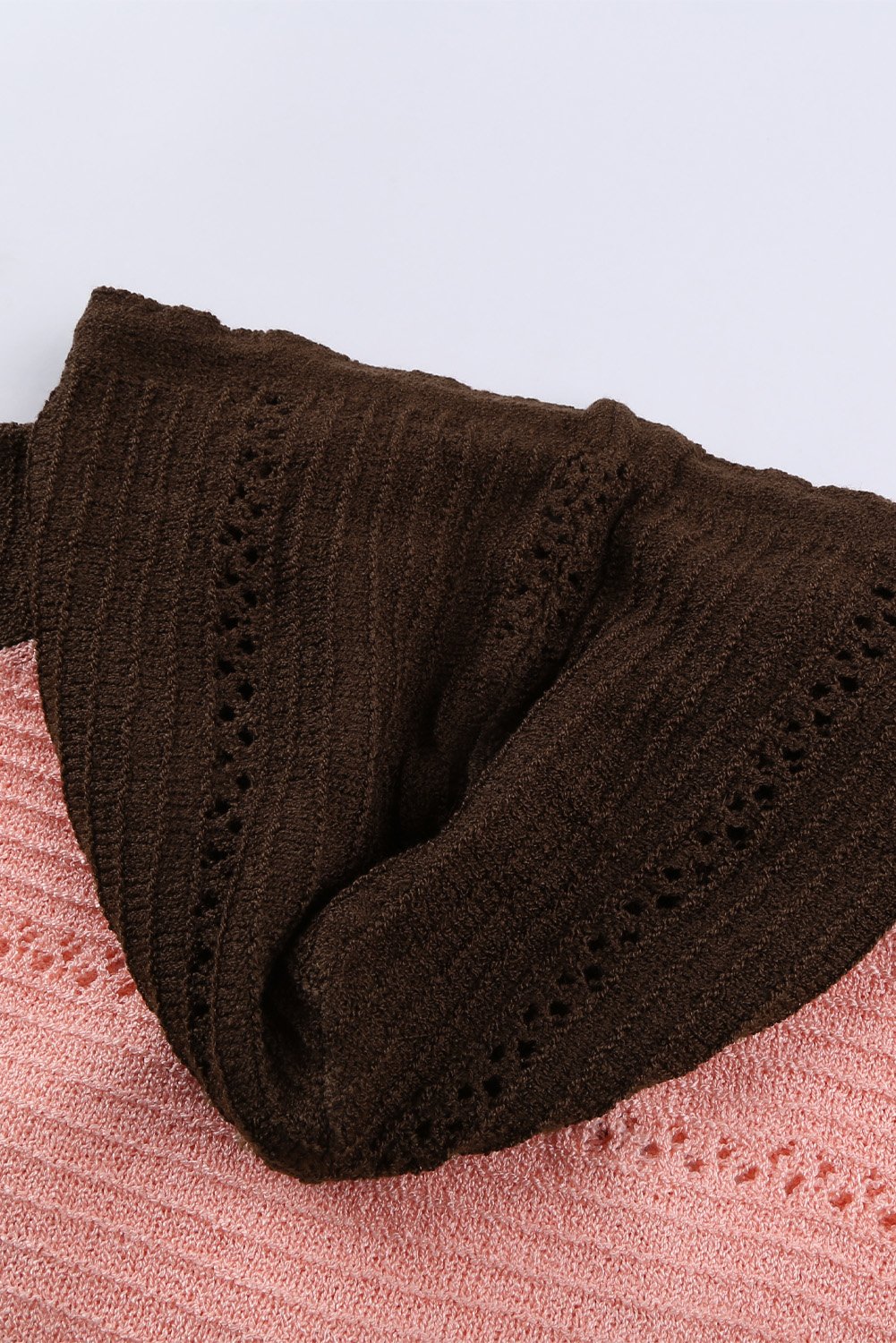 Women's Brown Beach Bonfire Knitted Hoodie displayed on a mannequin, showcasing its stylish design and cozy fabric.