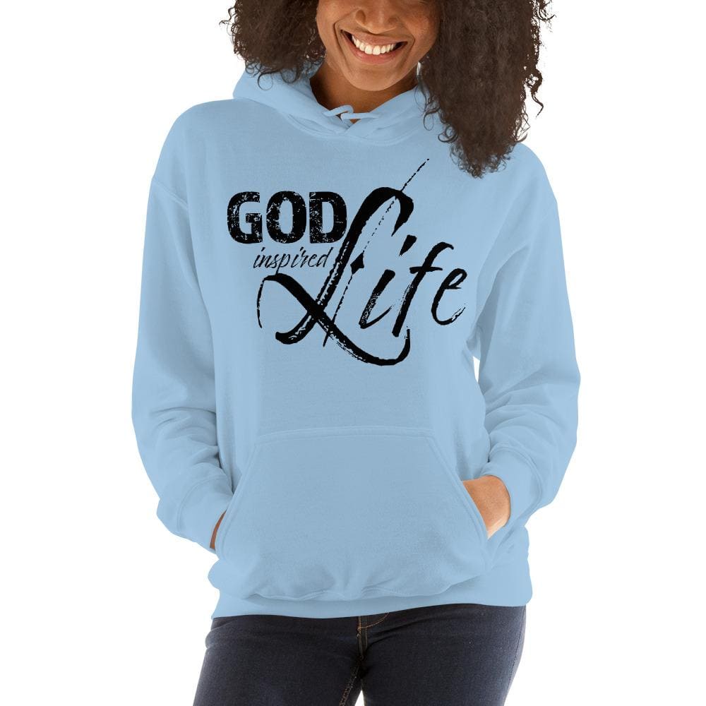 A stylish black women's pullover hoodie with a double-lined hood and front pouch pocket, perfect for cozy evenings.