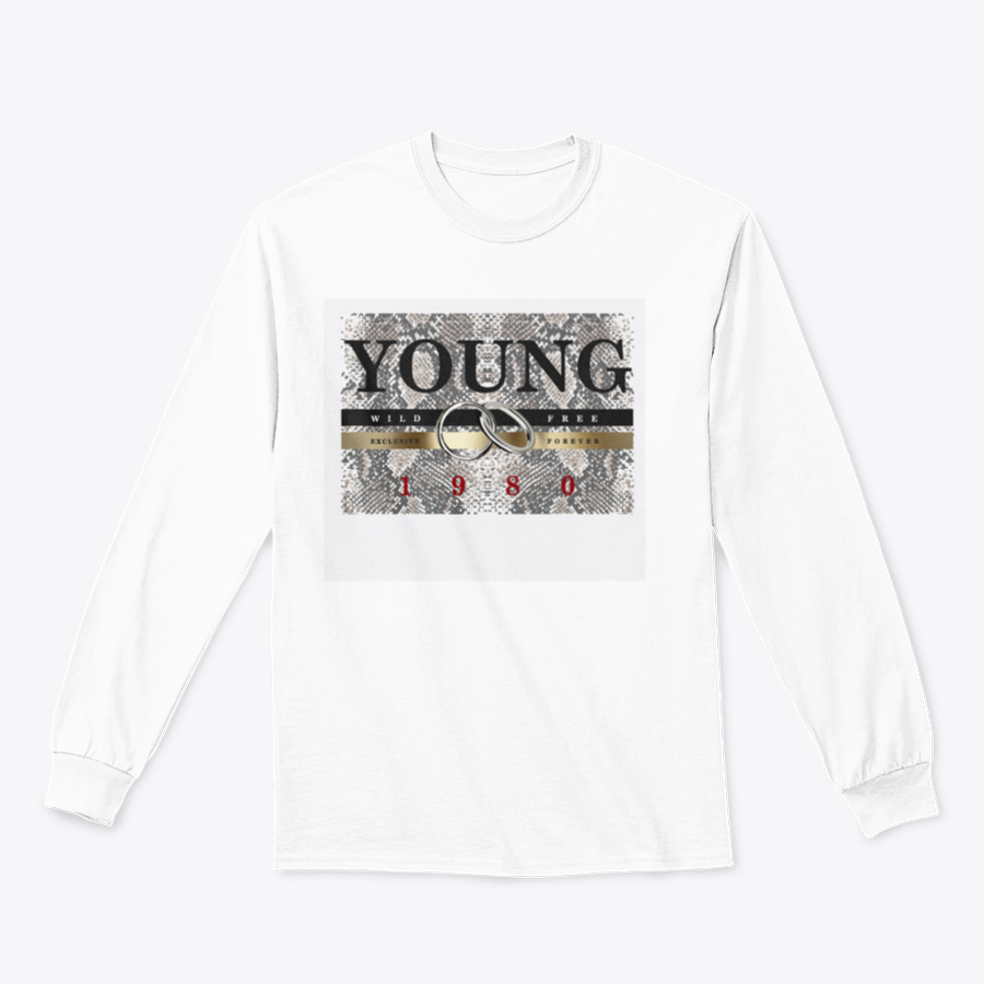 Stylish Young Slogan T-shirt featuring a snake skin pattern background and elegant gold foil print.