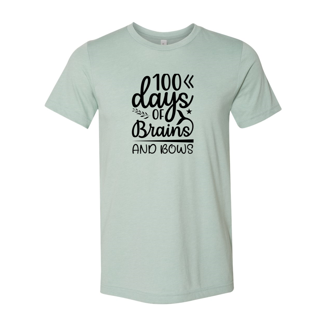 Unisex T-shirt featuring the design '100 Days of Brains and Bows' in multiple colors, showcasing its comfortable fit and high-quality print.
