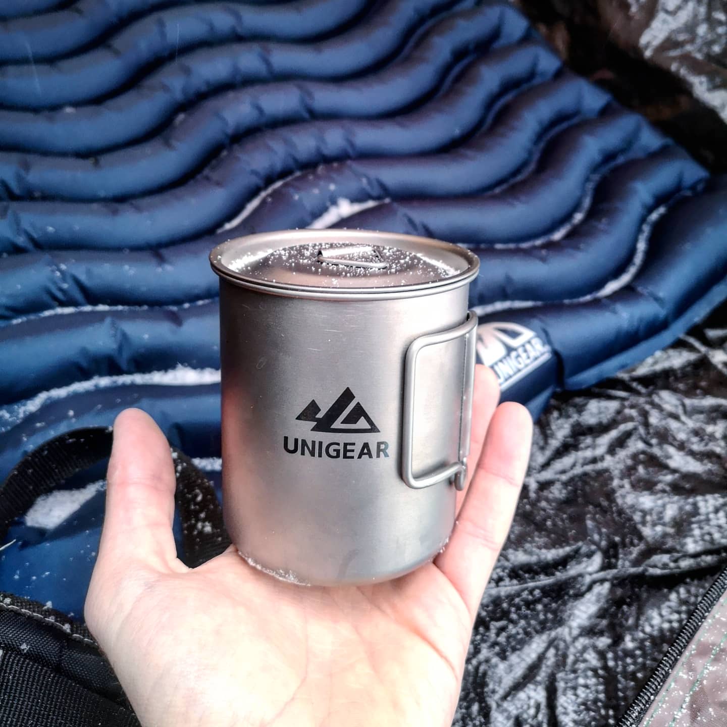 100% Titanium Camping Cup 450ml, lightweight and durable, perfect for outdoor adventures.