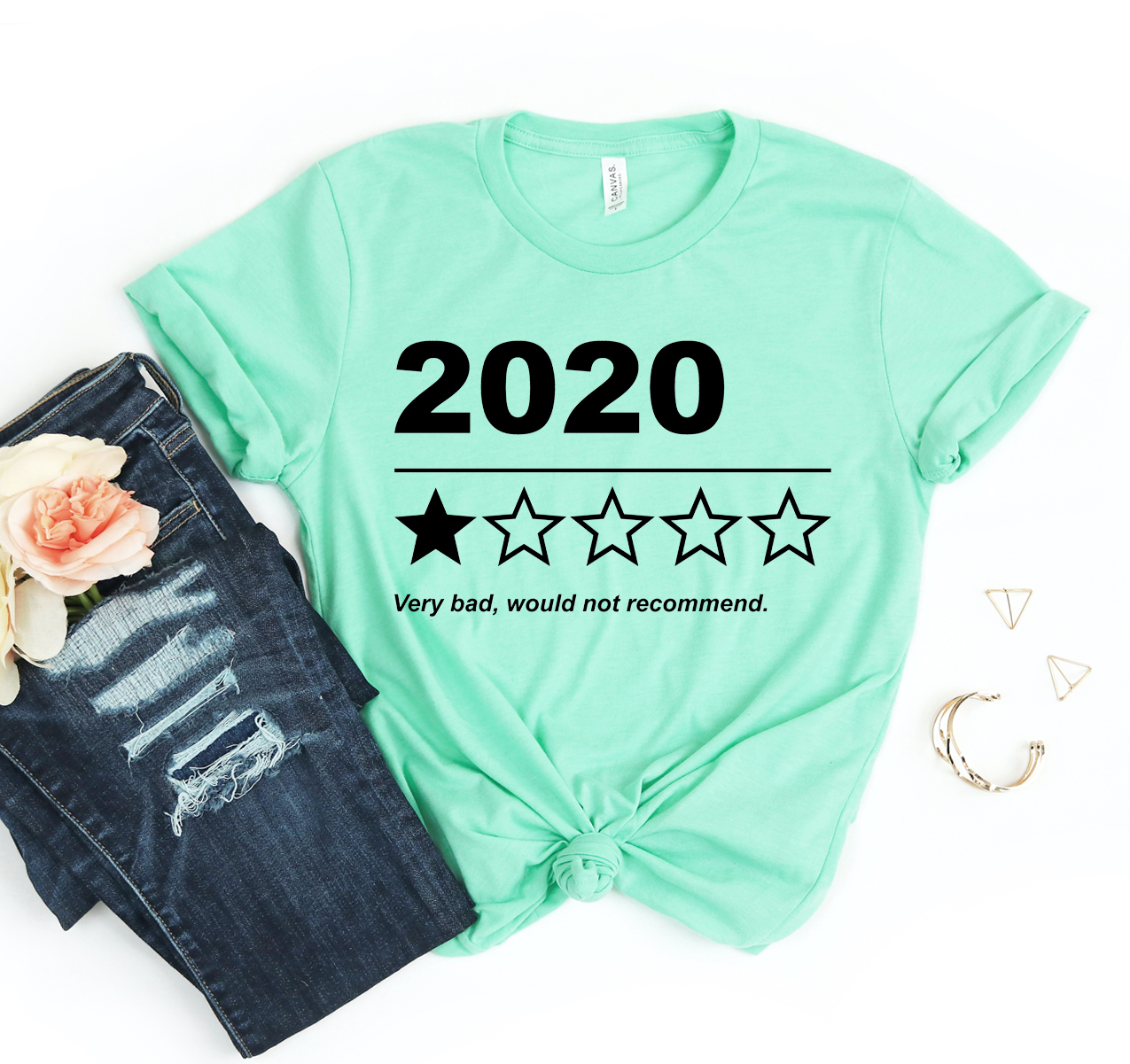 2020 Very Bad T-shirt in various sizes, showcasing its unisex design and soft fabric.