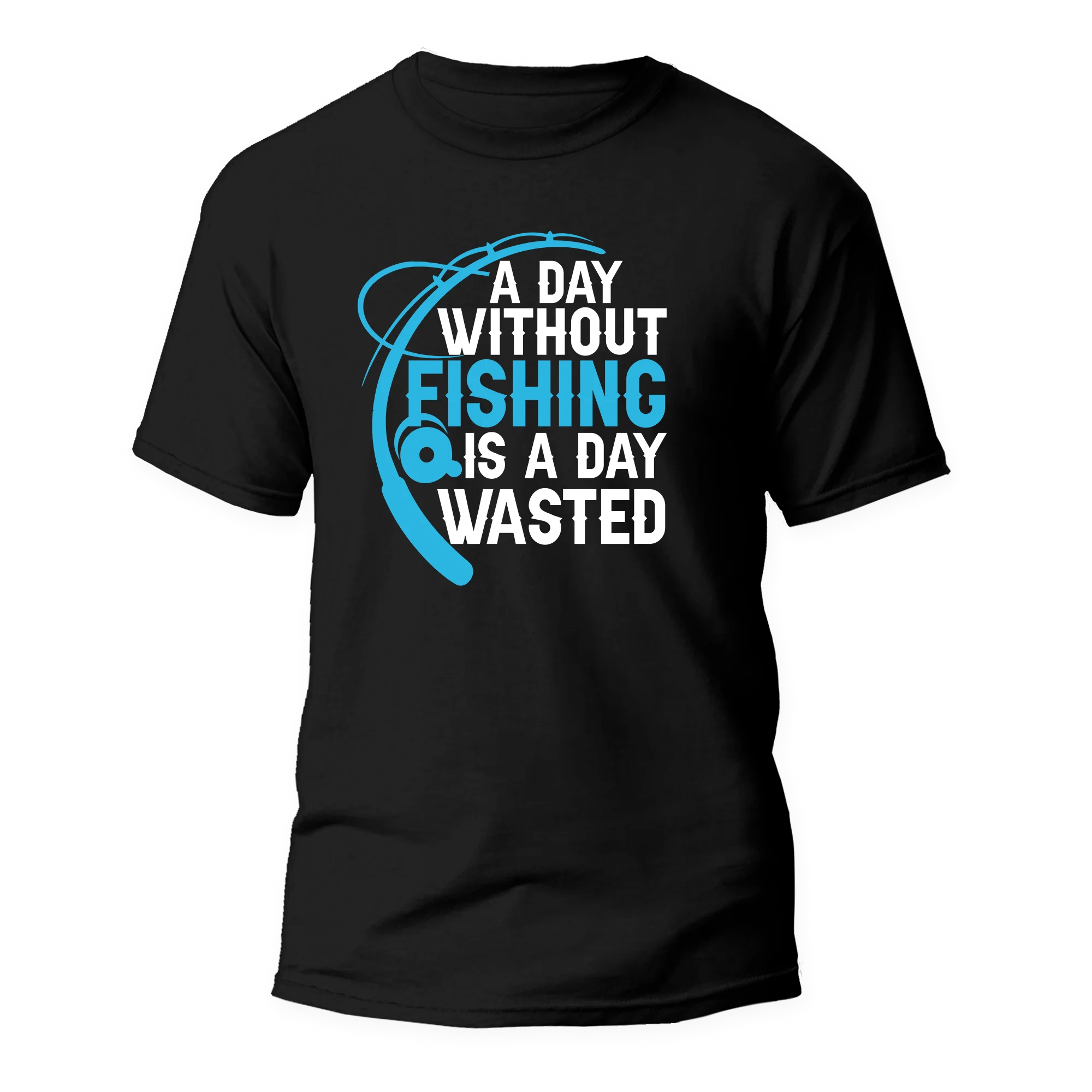 A Day Without Fishing Man T-Shirt in solid color, showcasing its comfortable fit and soft fabric, perfect for fishing enthusiasts.