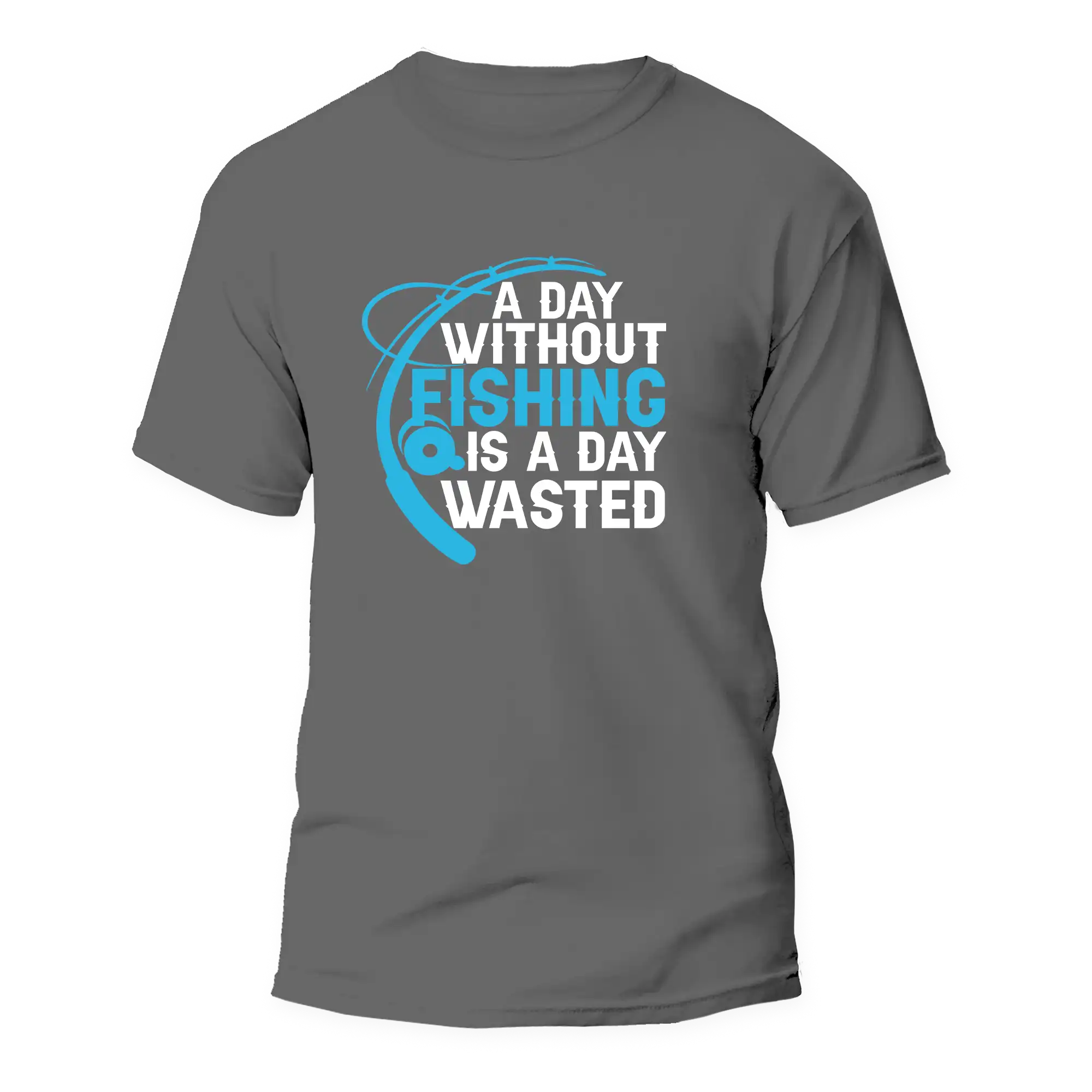 A Day Without Fishing Man T-Shirt in solid color, showcasing its comfortable fit and soft fabric, perfect for fishing enthusiasts.